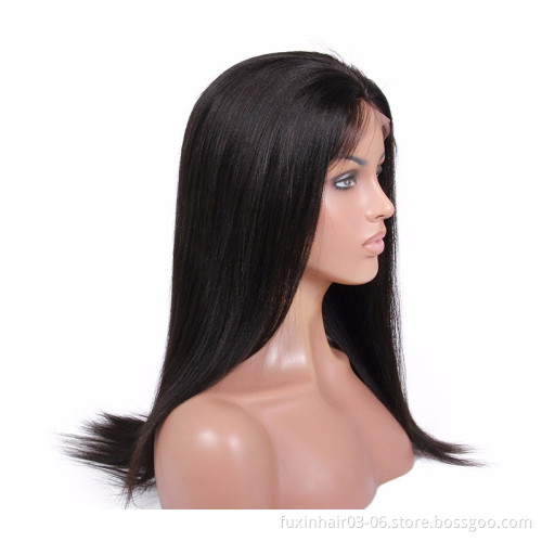 Human Hair Wigs Full Lace Wigs Brazilian Swiss Lace Remy Hair Silky Straight Wave Long ALL Colors Medium Brown Average Size 150%